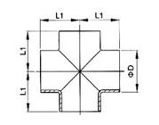 Sanitary Butt Weld 4 Way Cross Pipe Fitting
